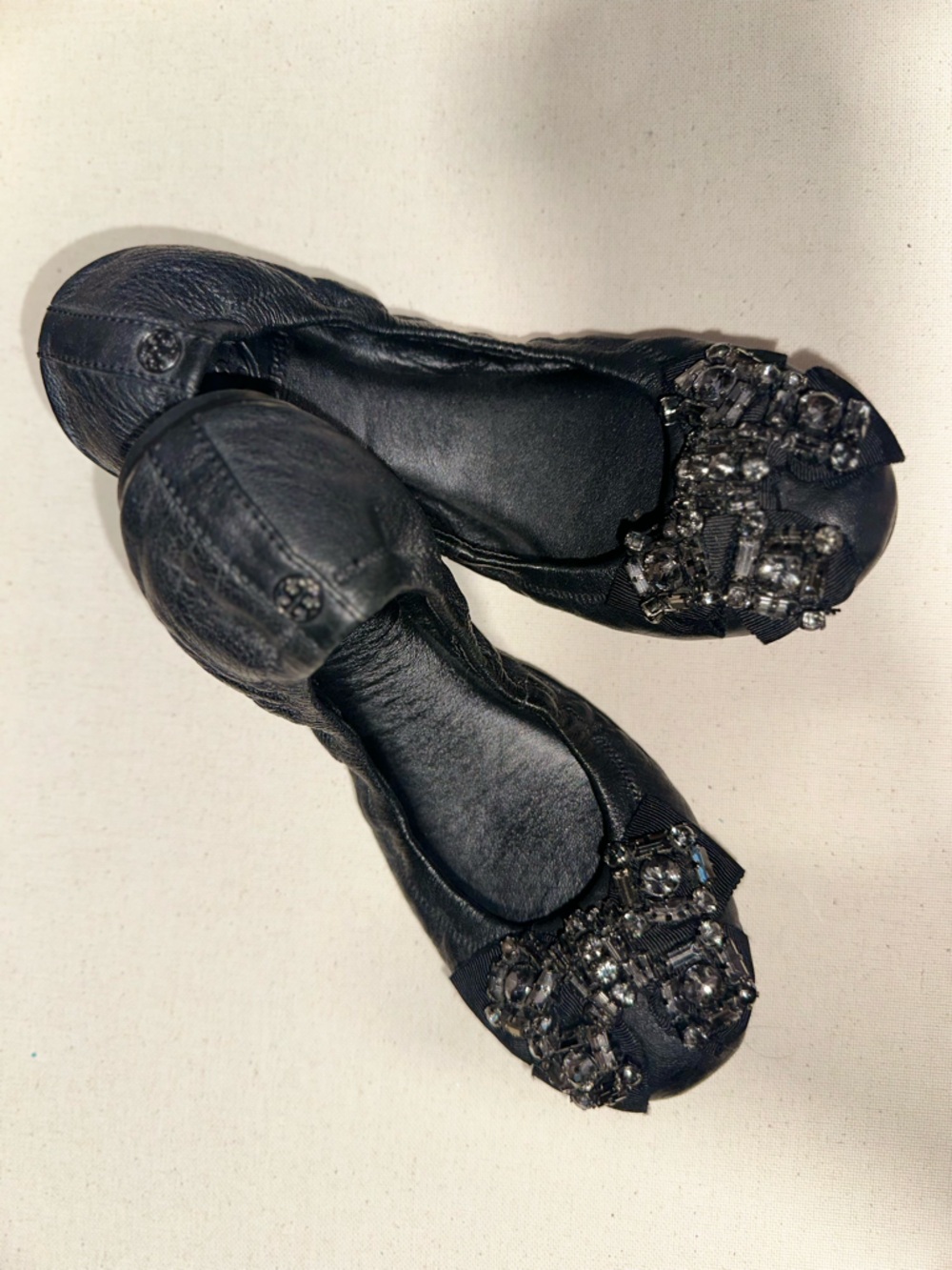 Tory Burch women’s Black Jeweled Ballet Flats size 6.5